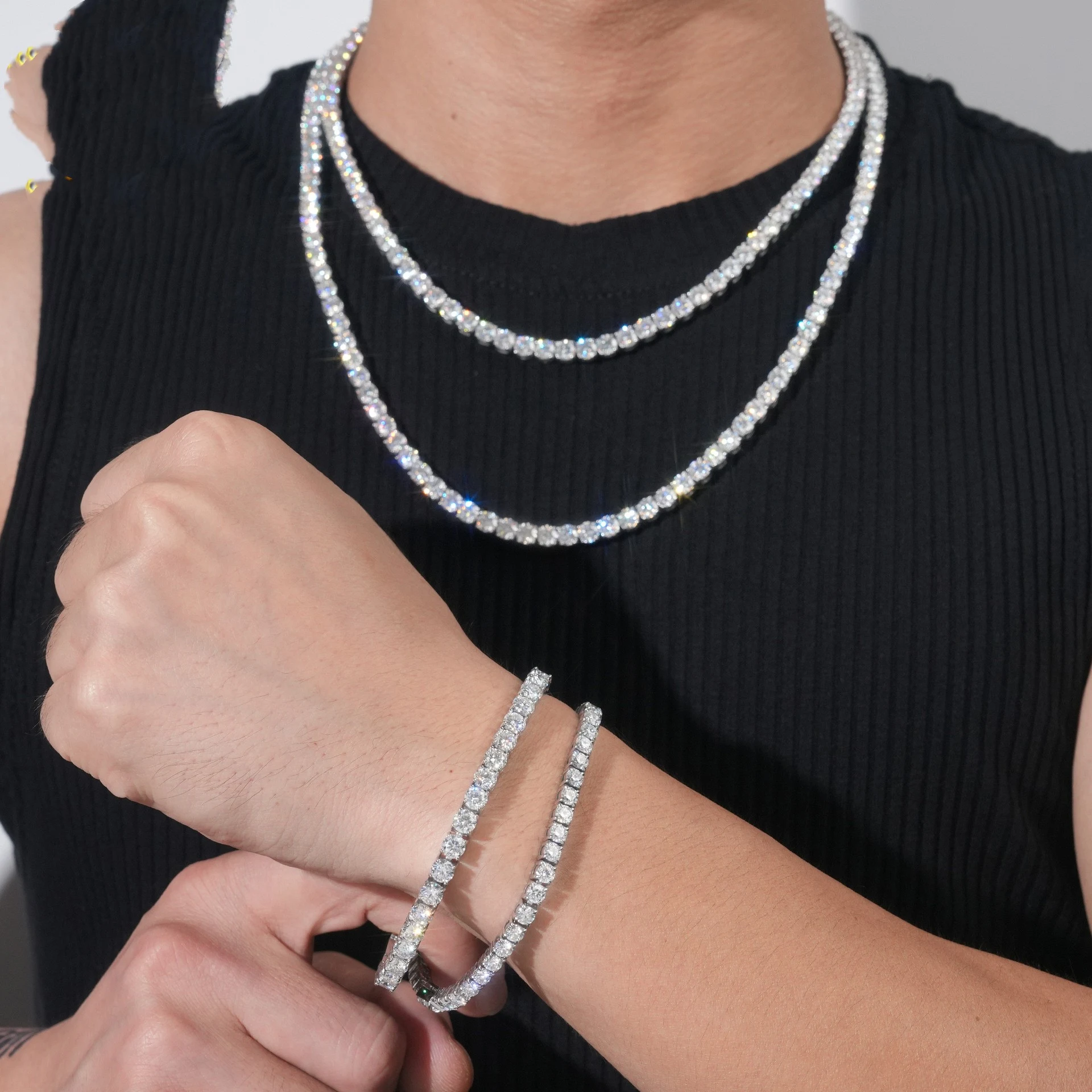 Corrente de tênis Moissanite D-color inoxidável Brilho eterno e estilo sofisticado. Elegância duradoura, resistente à água. Perfeita para você! — foto 5