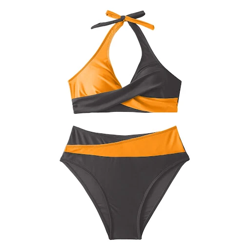 Title 3, Multicolor split stitching swimsuit perfect for...