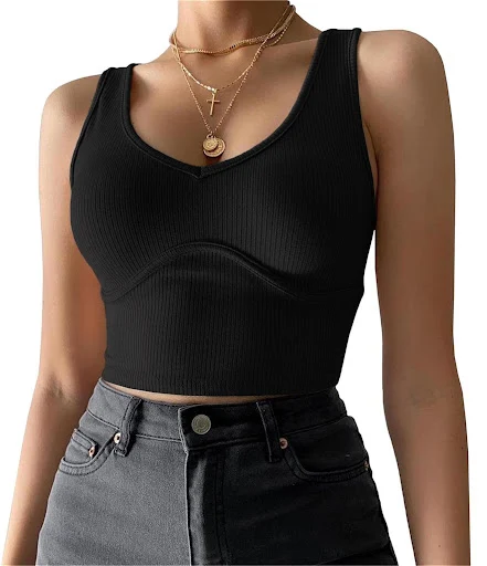 Title 5, Womens Slim-fit Deep V-neck Midriff-baring Kni...