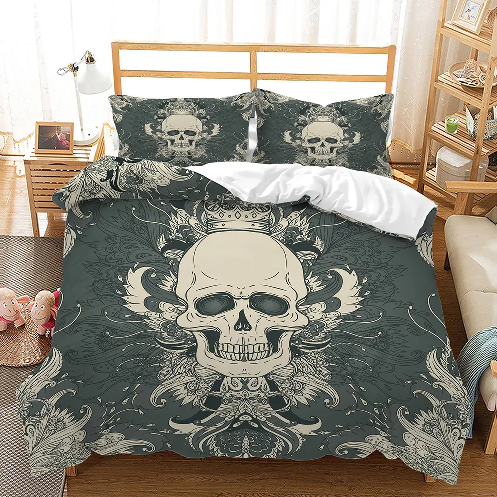 Title 1, Three-piece skull digital printing bedding set,...