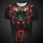 Men's 3D Tiger Pattern Short Sleeve T-shirt. Stylish and comfortable summer tee featuring a bold tiger design. Perfect f — photo 5