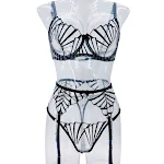 Women's Three-piece Suit with See-through Mesh Stripes. A stylish and versatile ensemble offering a chic and modern look — photo 1
