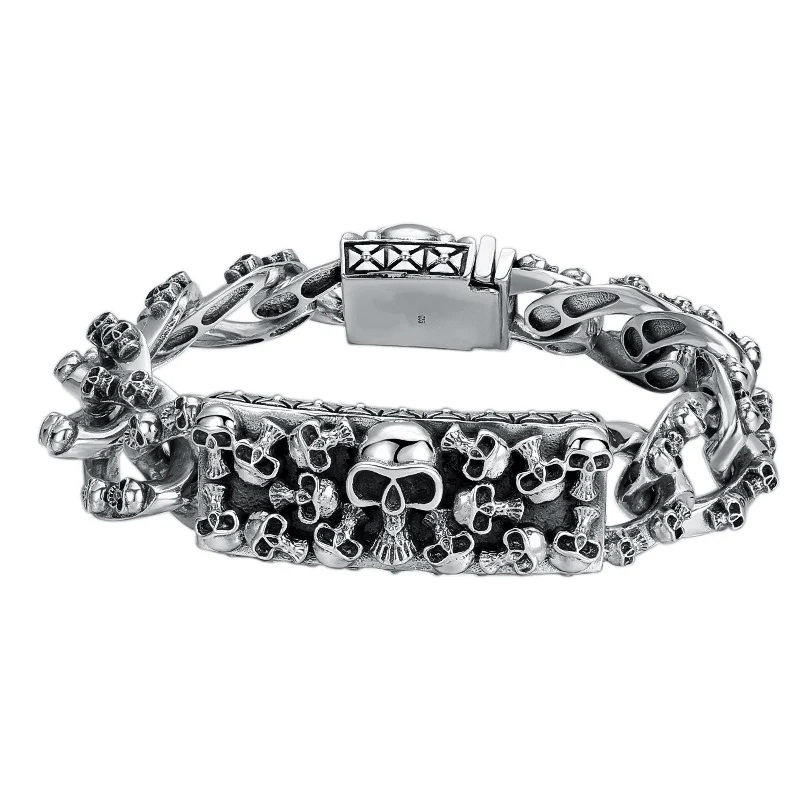 Pulseira masculina S925 prata esterlina, hip hop personalizada, estilo porco eterno. Presente estiloso e exclusivo. — foto 1