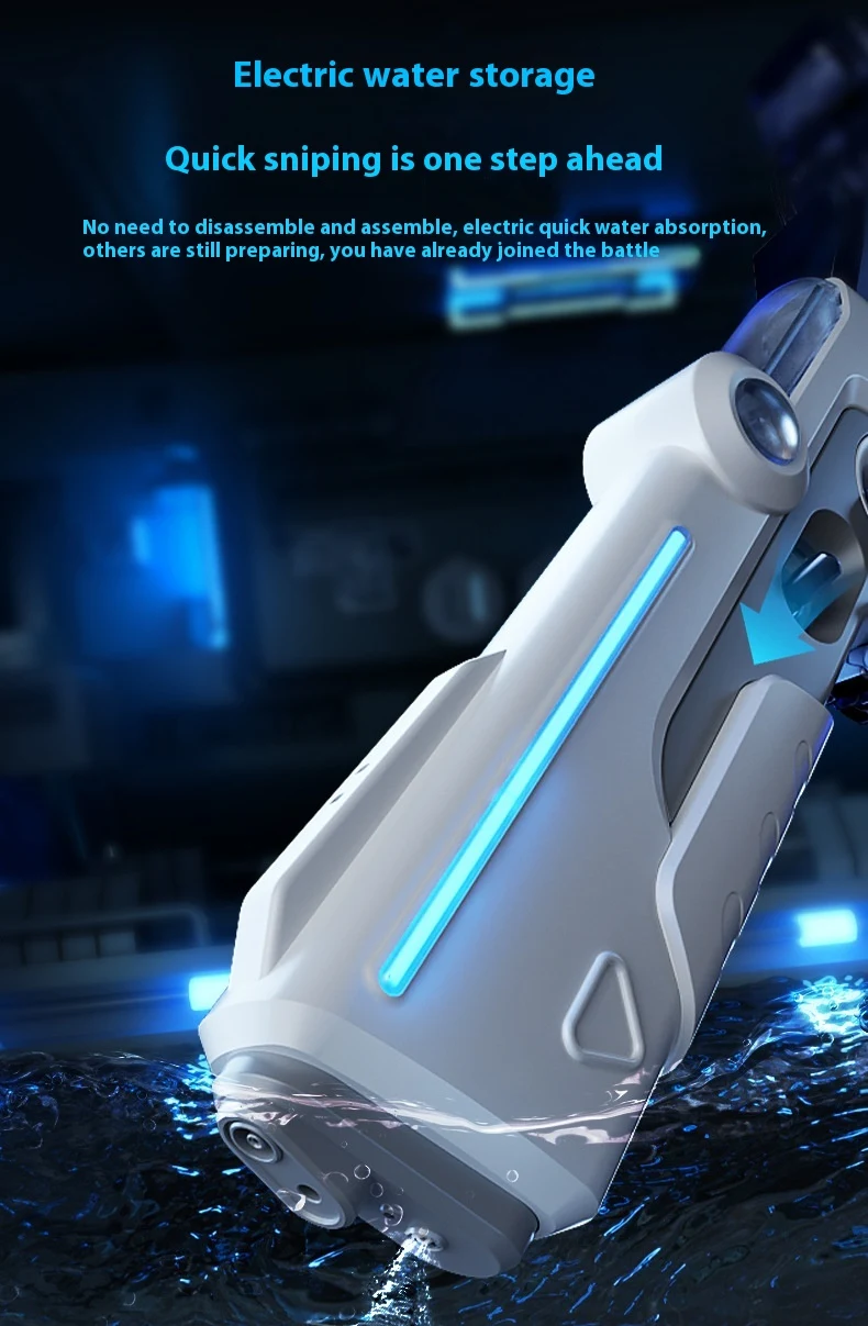 Pistola de água elétrica contínua Pulse. Divirta-se com jatos poderosos e sem parar! Perfeita para batalhas aquáticas emocionantes e refrescantes. — foto 9