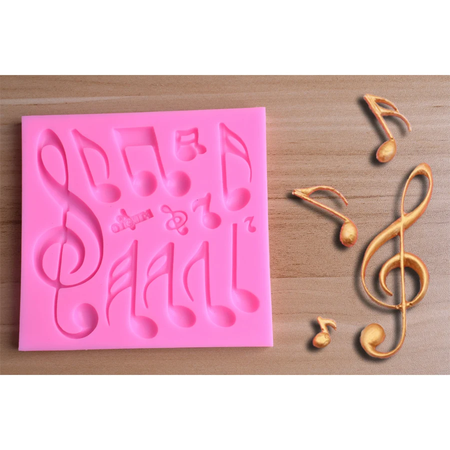 Two Large And Small Musical Notation Fondant Cake Silicone Molds, create beautiful music-themed cake decorations with ea — photo 1