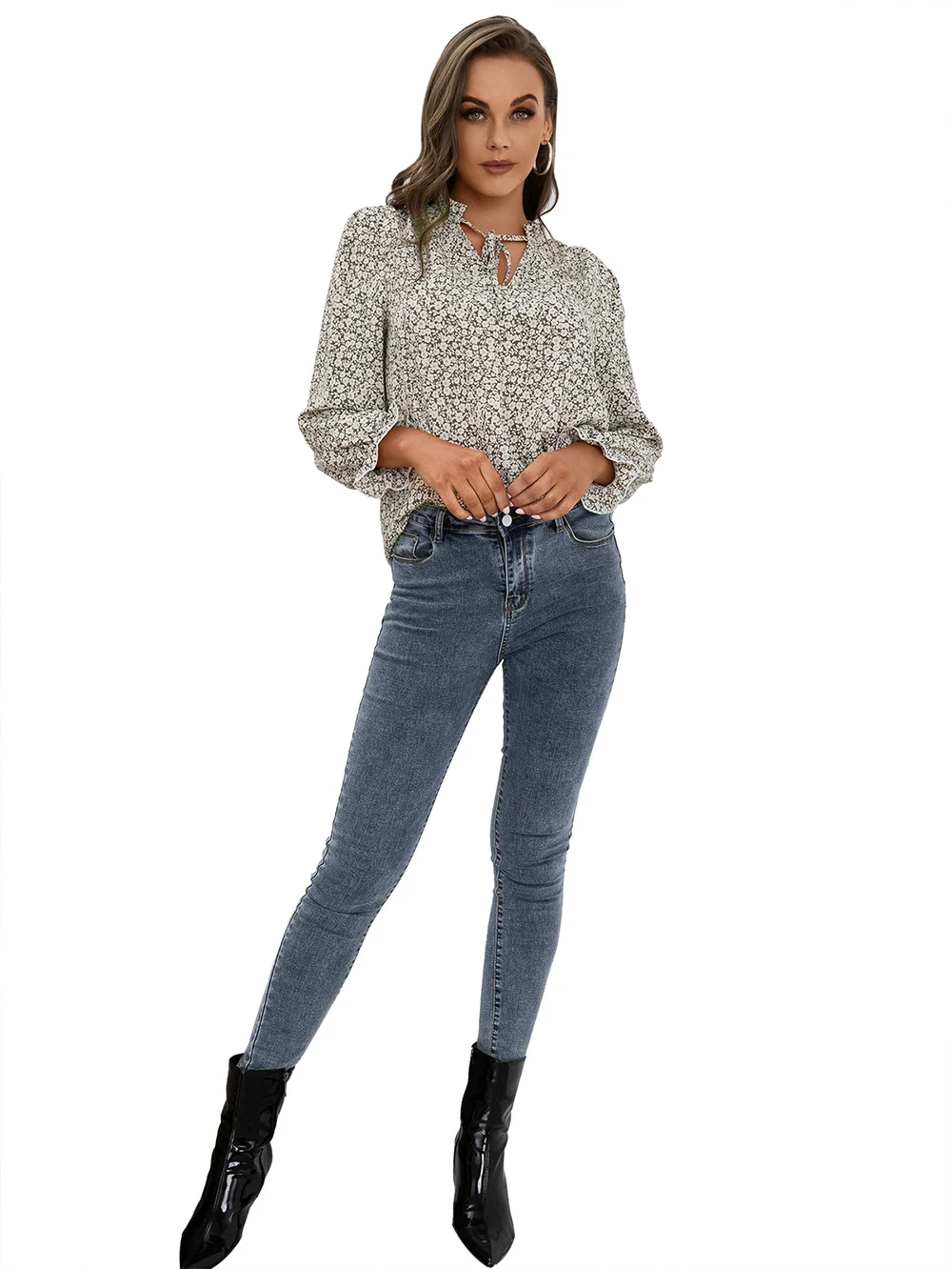 Title 16, Womens Fungus V-neck shirt, small floral lotus...