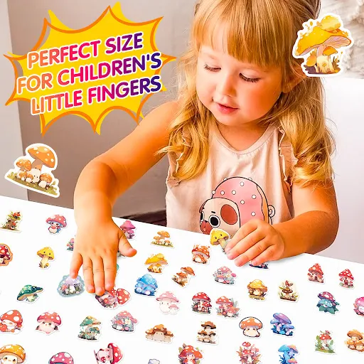Title 1, 50 Fantasy Mushroom Stickers Psychedelic Cartoo...