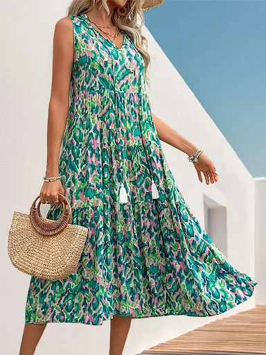 Title 5, Womens Elegance Sleeveless Boho Dress