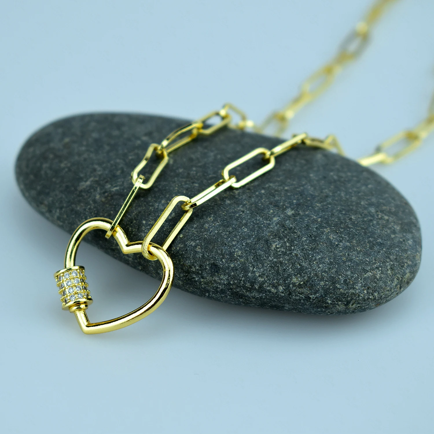 Colar com fivela de zircônia estilo europeu e americano, cobre com micro incrustação de zircônia em formato de coração, beleza e charme. — foto 9