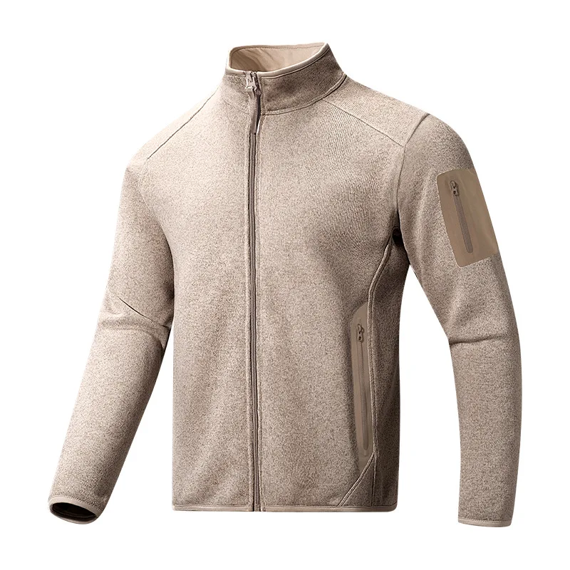 Cardigan Uomo con Collo Alto in Pile per Sport all'Aperto, Giacca in Maglia Stile Trendy, ideale per attività outdoor e look casual — foto 3