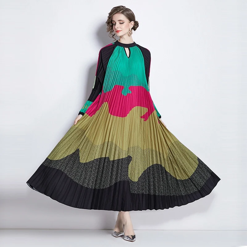 Title 7, Pleated Tassel Belt Dress Women