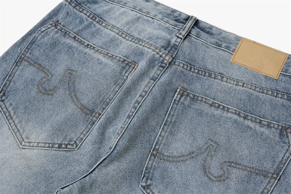 Title 4, Simple Washed Straight Jeans for Men Everyday C...