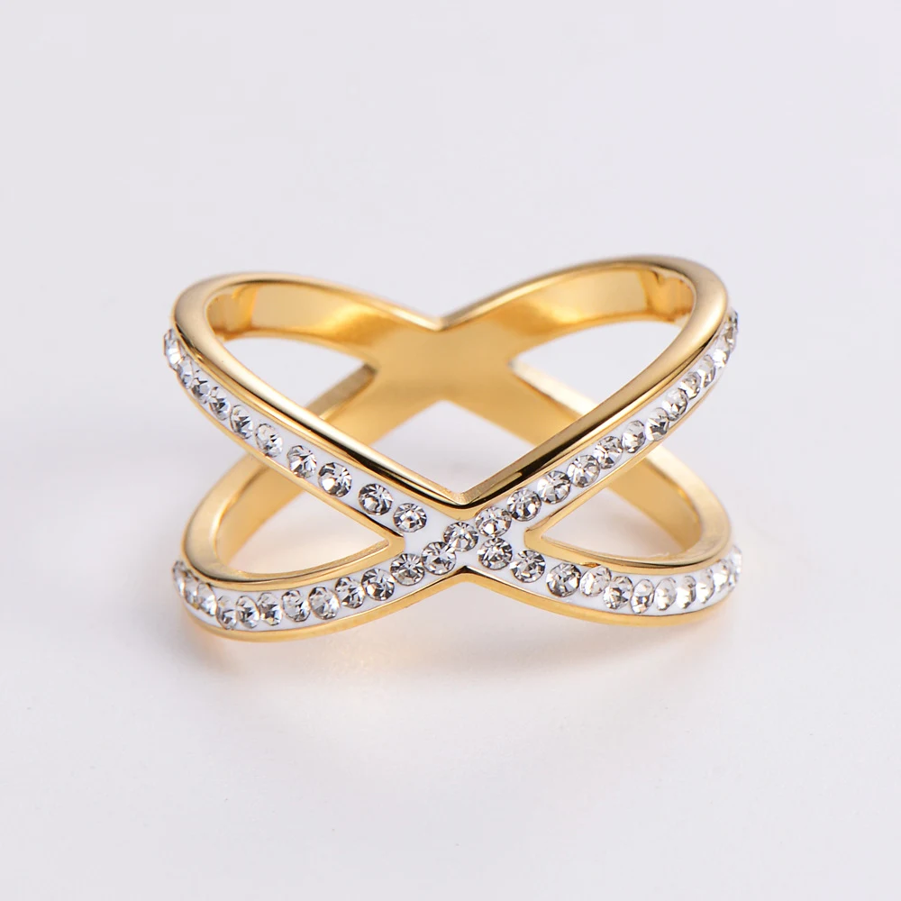 Anel de strass de lama micro-incrustado com cruz vazada. Design moderno e elegante, perfeito para adicionar brilho e estilo a qualquer look. — foto 8