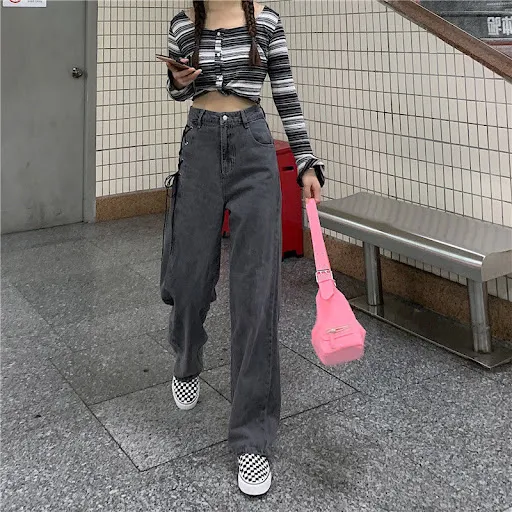 Title 13, Womens New Drawstring Wide Leg High Waist Jean...