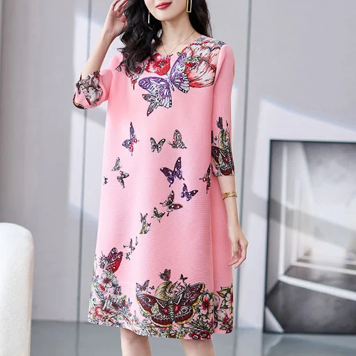 Title 7, Butterfly Print Rhinestone Loose Temperament Sl...