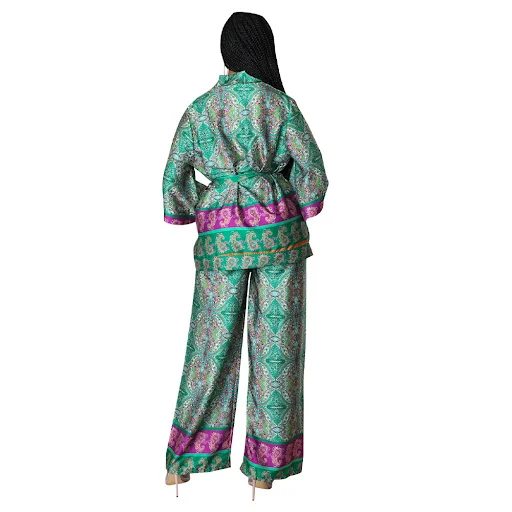Title 5, Conjunto feminino de duas peças com calças larg...
