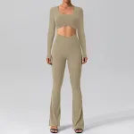Conjunto de yoga casual feminino manga longa Roupa esportiva confortável e elegante Ideal para exercícios e relaxamento Tecido respirável e flexível — foto 4