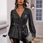Women's Tops V-neck Long Sleeve Fashion Stylish and Versatile Clothing for Women Comfortable and Chic Perfect for Any Oc — photo 5