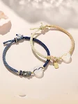 Pulseira de casal com ágata branca e tira tecida Presente comemorativo para namorado ou namorada. Demonstre seu amor. — foto 9