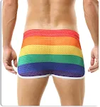 Rainbow Men's Hollow Breathable Elastic Thin Loose Culotte, perfect for summer comfort, offering a relaxed fit and maxim — photo 2