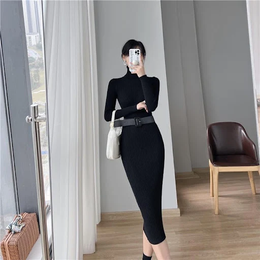 Title 11, French Style Turtleneck Base Inner Knitted Dress