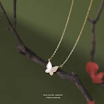 Colar com pingente de borboleta de concha branca feminino Corrente de clavícula Adicione um toque de charme ao seu visual — foto 8