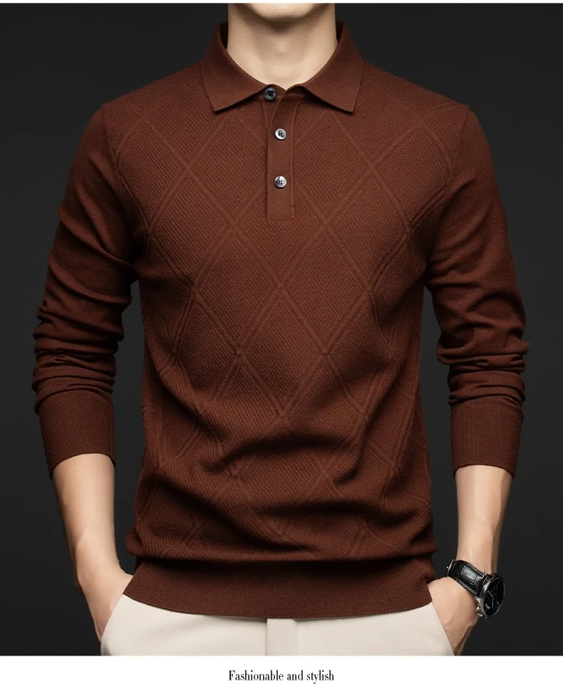 Title 8, Mens Lapel Long Sleeve Business Casual Sweater...