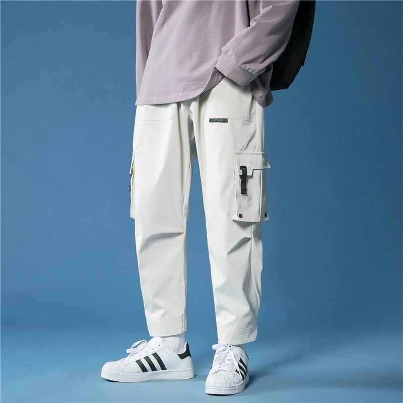 Pantalones deportivos casuales para hombre estilo Hong Kong, holgados, entallados, tendencia primavera-otoño, cómodos y modernos, tipo overoles. — foto 6