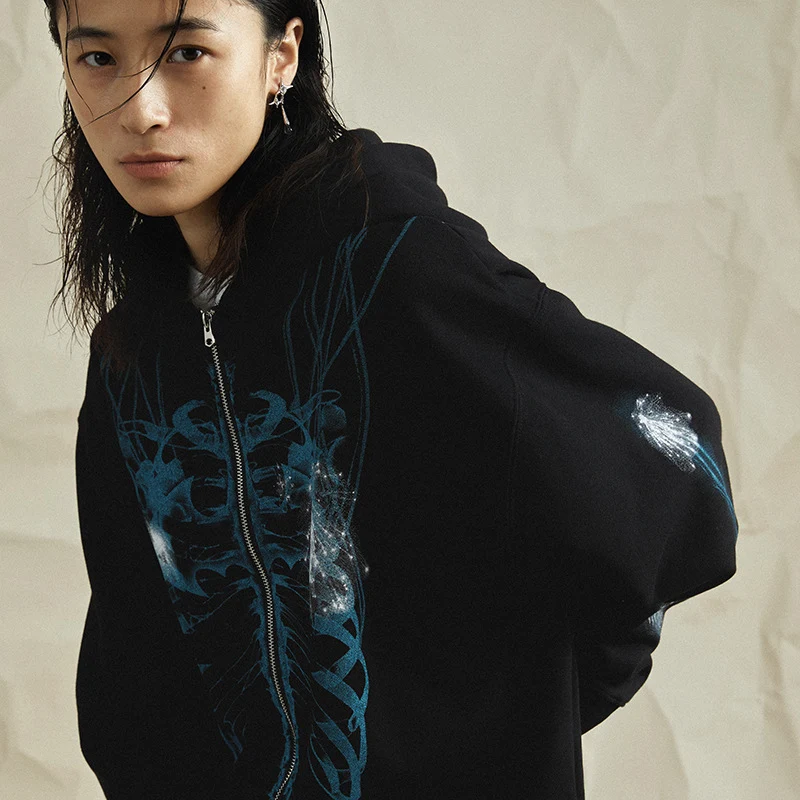 Title 2, Dark Print High Street Hooded Fleece Zip-Up Swe...