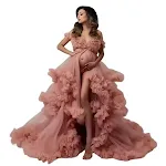 Vestido fotográfico para gestantes com saia de tule ombro a ombro. Crie fotos memoráveis e celebre a maternidade com estilo. — foto 6