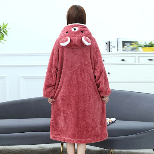 Title 4, Womens Flannel Long Thickened Homewear Pajama Set