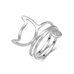 Anillo de plata S925 personalizado con gato cepillado. Un regalo único, adorable y elegante. Diseño enrollado y pulido para ella. — foto 2