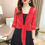 Gilet elegante in pizzo da donna, stile occidentale, protezione solare, abbigliamento alla moda, perfetto per un look raffinato e protetto dal sole. — foto 5