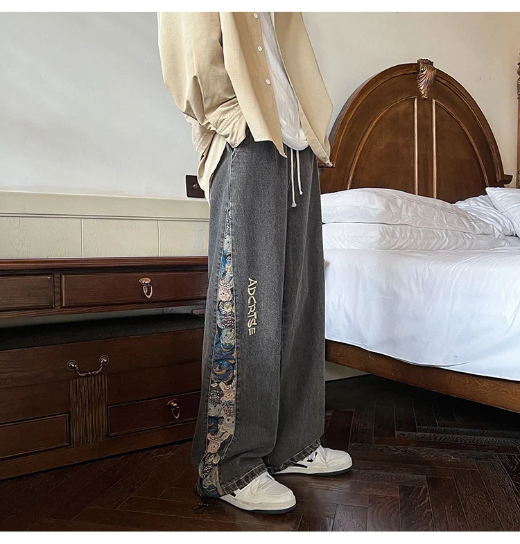 Title 10, Jeans de hombre High Street Bear Stitching, pan...