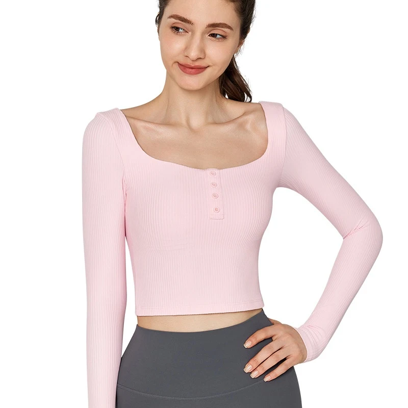 Roupa Yoga Manga Longa Feminina Pilates Profissional Faixa Abdominal Exercícios Bojo Peito Ajuste Slim Emagrecimento Conforto — foto 3