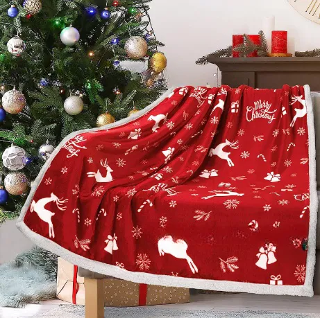 Christmas Printing Double Layer Thickened Fleece Cover Blanket, warm and cozy for winter nights. Perfect for snuggling u — photo 5