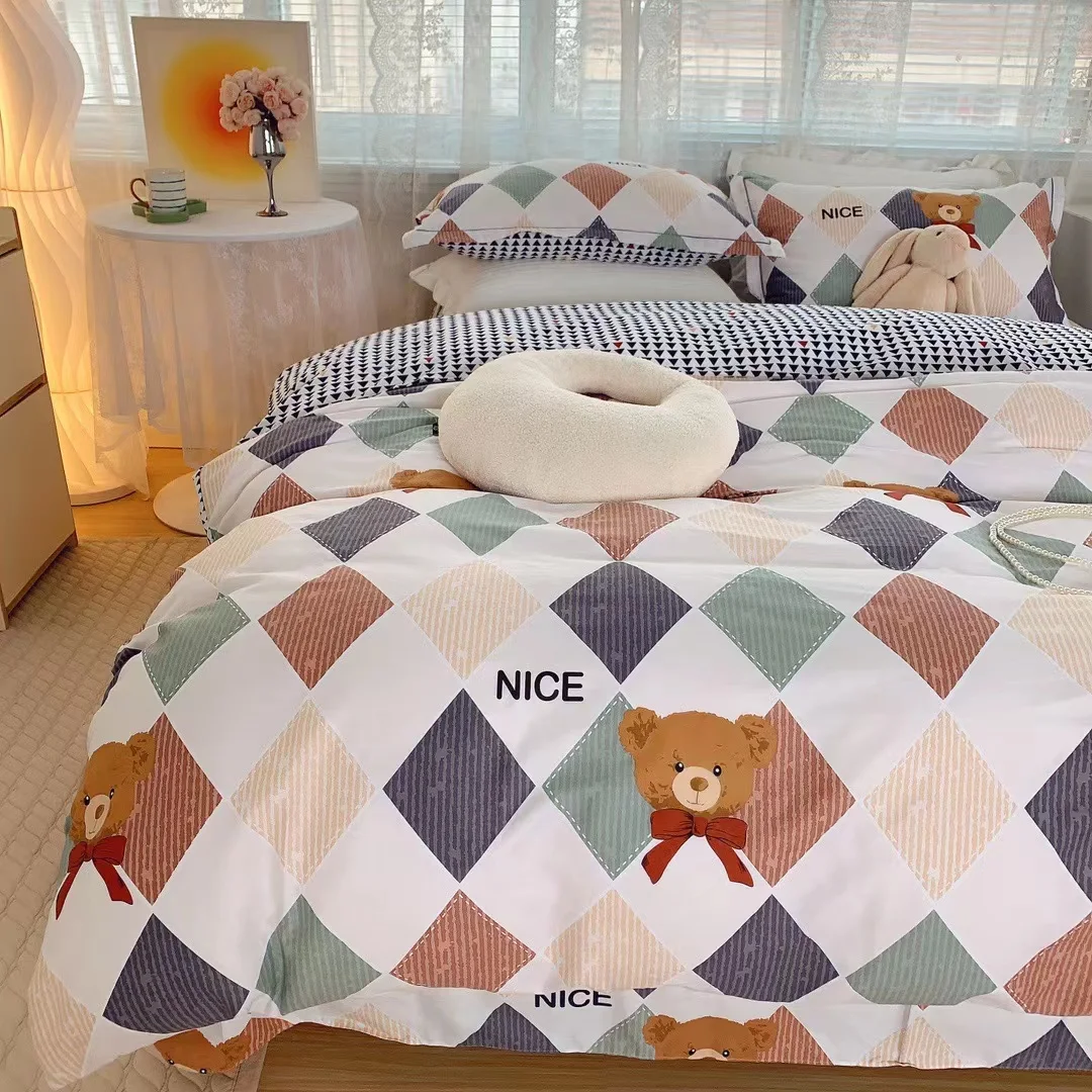 Title 24, Home Fashion Simple Printing Cotton Bed Four-pi...
