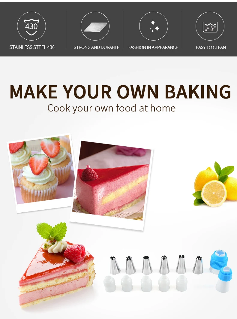 Title 2, Stainless Steel Decorating Set 92 Pieces Cake M...