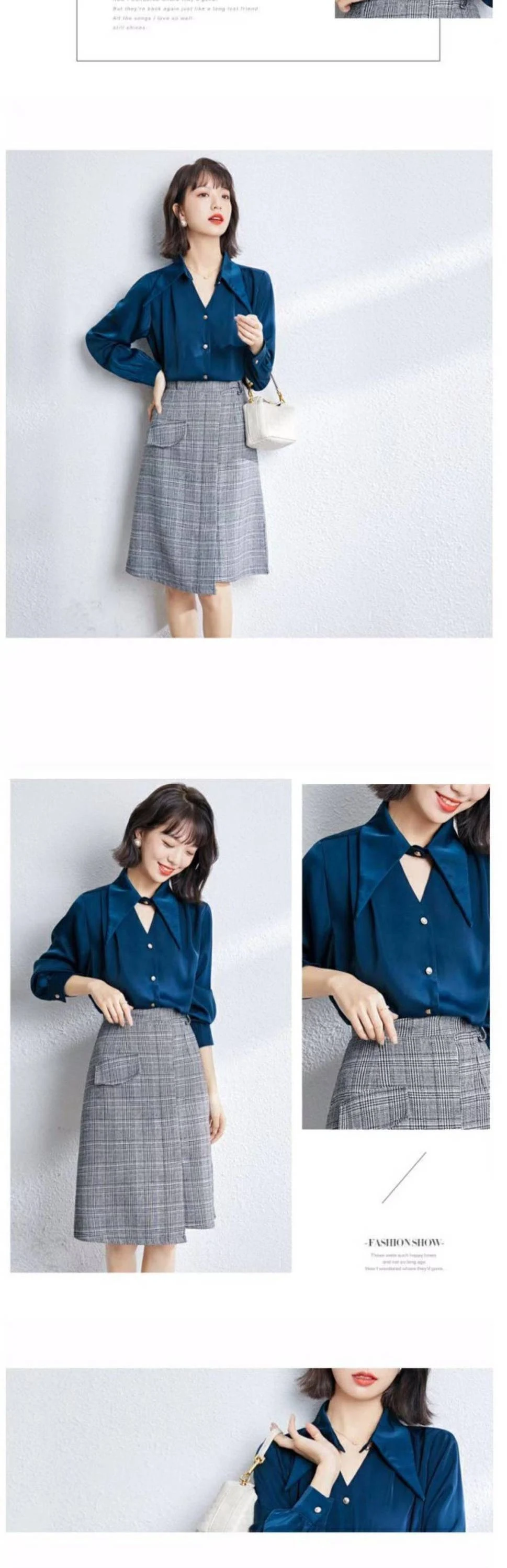 Title 4, Womens Niche OL Satin Surface Shirt Top
