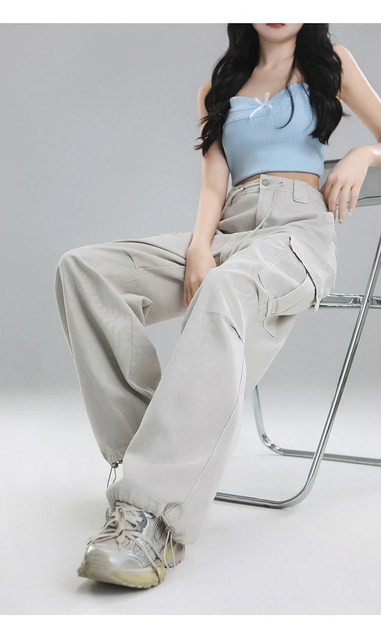 Title 2, Womens Straight Cargo Jeans with Multi-Pockets...