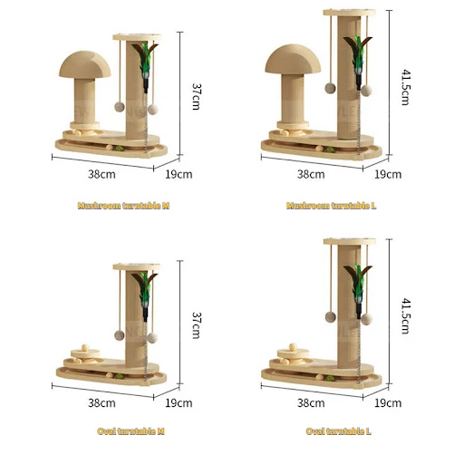Solid Wood Cat Scratch Sisal Cat Scratching Post Non-formaldehyde Wood Turntable with Toy Ball Durable Playground for Ca — photo 5