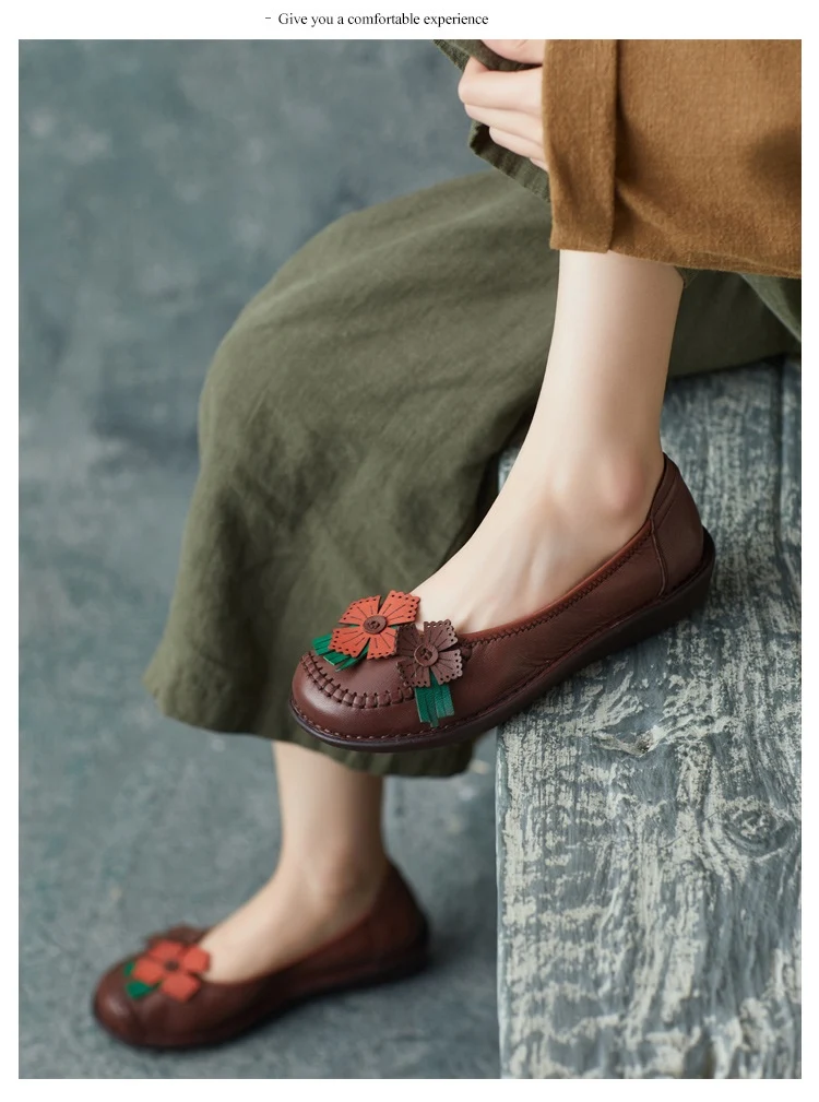 Sapatos femininos de couro de vaca artesanais estilo étnico retrô com flores e sola macia, perfeitos para conforto e um visual único. — foto 24