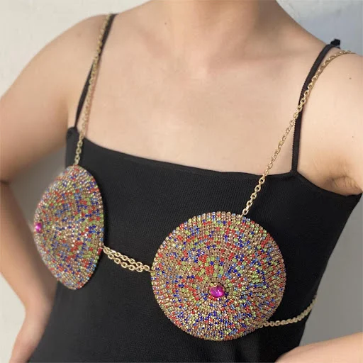 Title 3, Womens colorful glass rhinestone body chains, ...