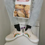 Low cut Harajuku flat rainbow white shoes offer comfortable style. These flats are perfect for a unique, eye-catching lo — photo 1