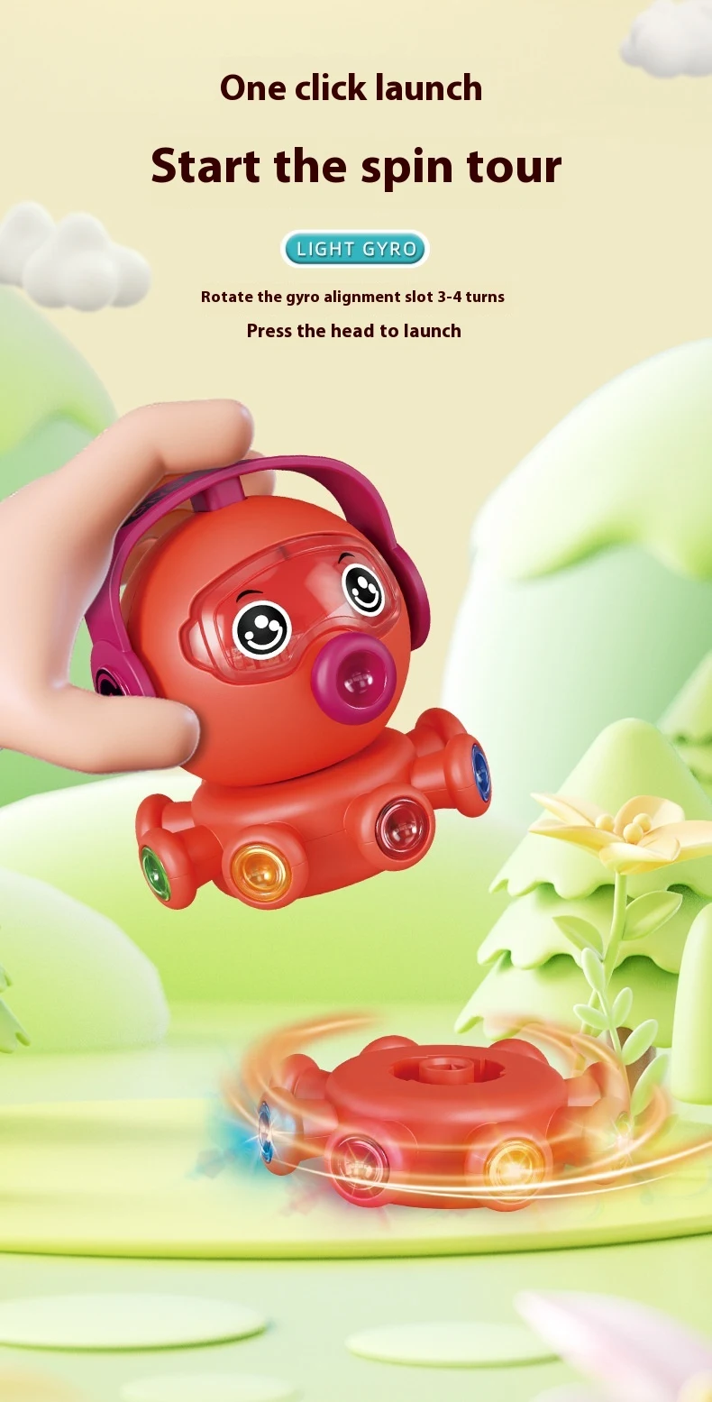 CPC Polvo de Desenho Animado Giratório Luminoso Brinquedo Educativo Fofo Desenvolve Habilidades Motoras e Imaginação Ótimo para Crianças — foto 9