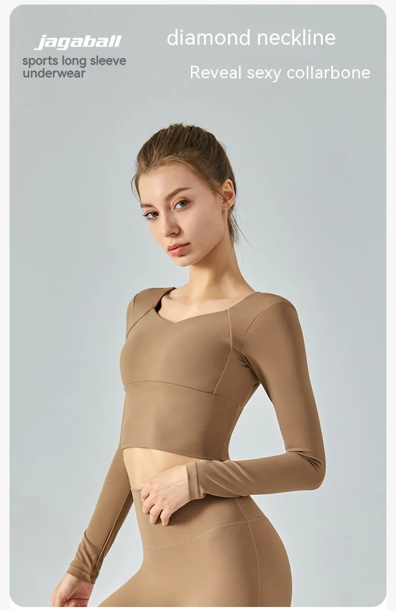Title 2, Autumn Yoga Clothes Long Sleeve Womens Short T...