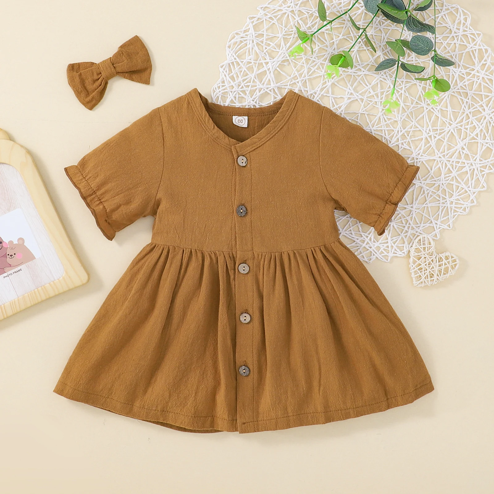 Title 4, Vestido Princesa Infantil de Algodón y Lino con...