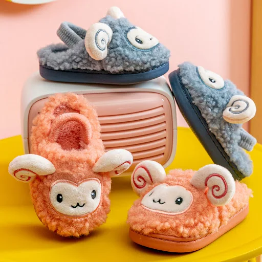 Title 6, Childrens Home Slippers Winter Cartoon Sheep B...