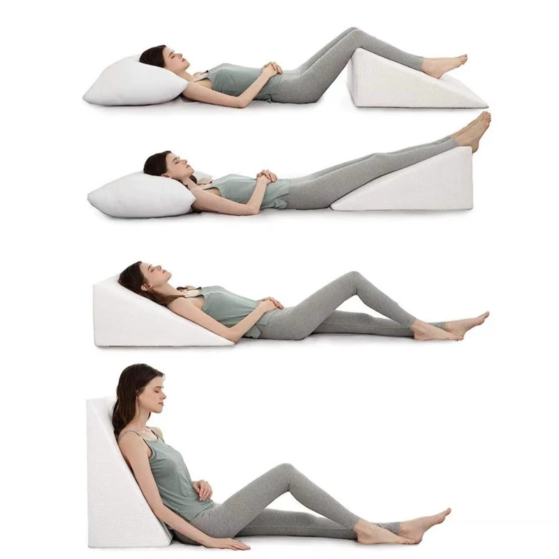 Almofada triangular de esponja para cama, suporte lombar, meio deitado, travesseiro inclinado para relaxamento e postura ideal. — foto 1