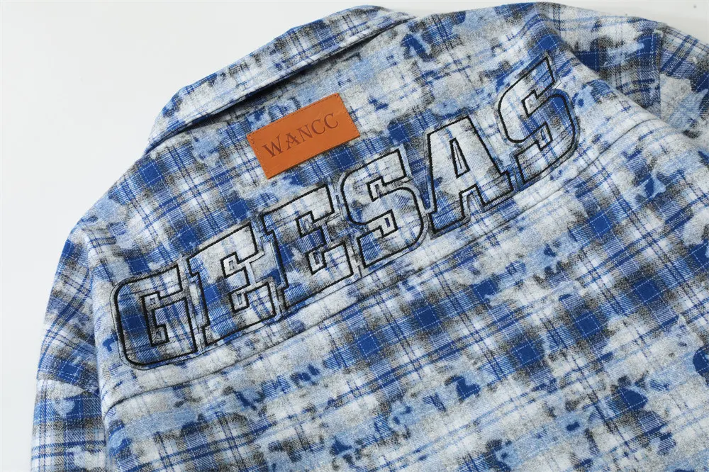 Men's Tie-Dyed Distressed Plaid Shirt Jacket, a stylish and comfortable outerwear piece, perfect for casual wear and a u — photo 9